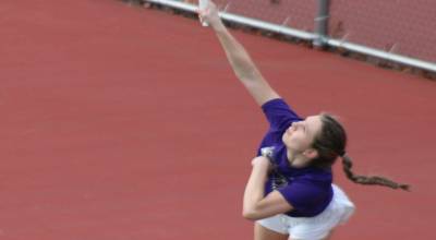 Luke Caputo/Kitsap News Group
Viking Noelle Oberholtzer hits a serve in a home match against Klahowya March 18.
