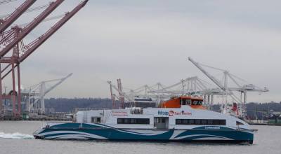File photo
A Kitsap Transit fast ferry departs from downtown Seattle.