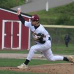 Luke Caputo/Kitsap News Group photos
SK starting pitcher Brody Gadberry throws a pitch in a 3-0 Wolves loss to Emerald Ridge April 16 in Port Orchard.