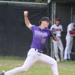Viking Jonathan Bourque throws a pitch during a 7-6 NK win over the Buccaneers April 23 in Kingston.