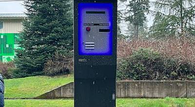 WSF courtesy photo
The dispenser in Kingston that will deliver ferry boarding passes for drivers.