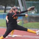 Buccaneer Summer Moore prepares to throw a pitch in a 10-9 win over Olympic May 15 in the second round of the 2026 District 3 2A Fastpitch Tournament at the Regional Athletic Complex in Lacey.