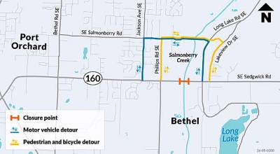 WSDOT courtesy image
A map shows the detour for the project.