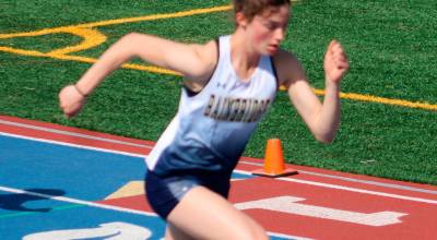 Luke Caputo/Kitsap News Group
Bainbridge Spartan Sabine Hartenstine won the girls 300-meter hurdles in the 2A District 3 Track & Field Championships May 22 at Bremerton High School.