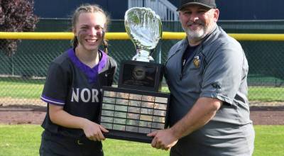 Clay Blackwood courtesy photo
Clay and Reyna Blackwood holding NKs state championship trophy in 2023.