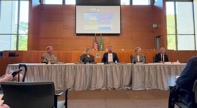 Nathan Hyun/Kitsap News Group
Kitsap County leadership discussed potential budget solutions at a community meeting in Port Orchard June 22.