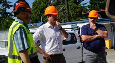 Office of the State Treasurer courtesy photo
State Treasurer Mike Pellicciotti (center) visited the Northwest Laborers-Employers Training Trust facility in Kingston June 24.