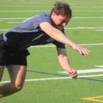 Luke Caputo/Kitsap News Group photos
South Kitsap cornerback/wide receiver Dylan Stafford does the three-cone drill during a practice session Aug. 5 in Port Orchard.
